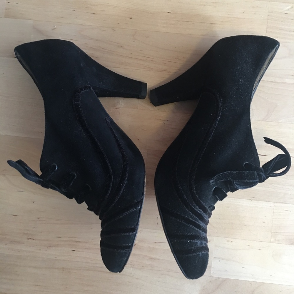 Vintage Black Suede Heels
